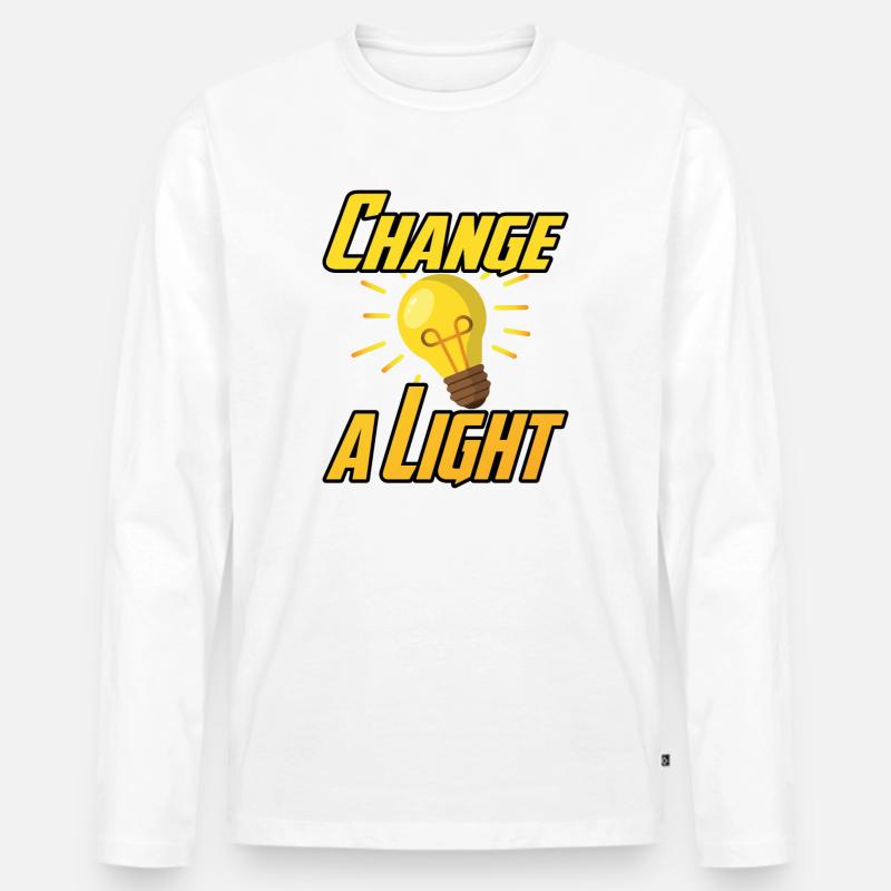 Change a Light - Männer Premium Bio Langarmshirt - Weiß