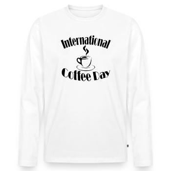 Journée du café - T-shirt manches longues Premium bio Homme - blanc - Devant - Nico (187cm)