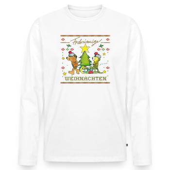 Janosch Tiger Und Bär Frohsinnige Weihnachten - Männer Premium Bio Langarmshirt - Weiß - Vorne - Nico (187cm)