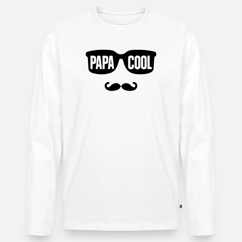 Minimalistisches Papa-Geschenk: "Cool Daddy" - Männer Premium Bio Langarmshirt - Weiß