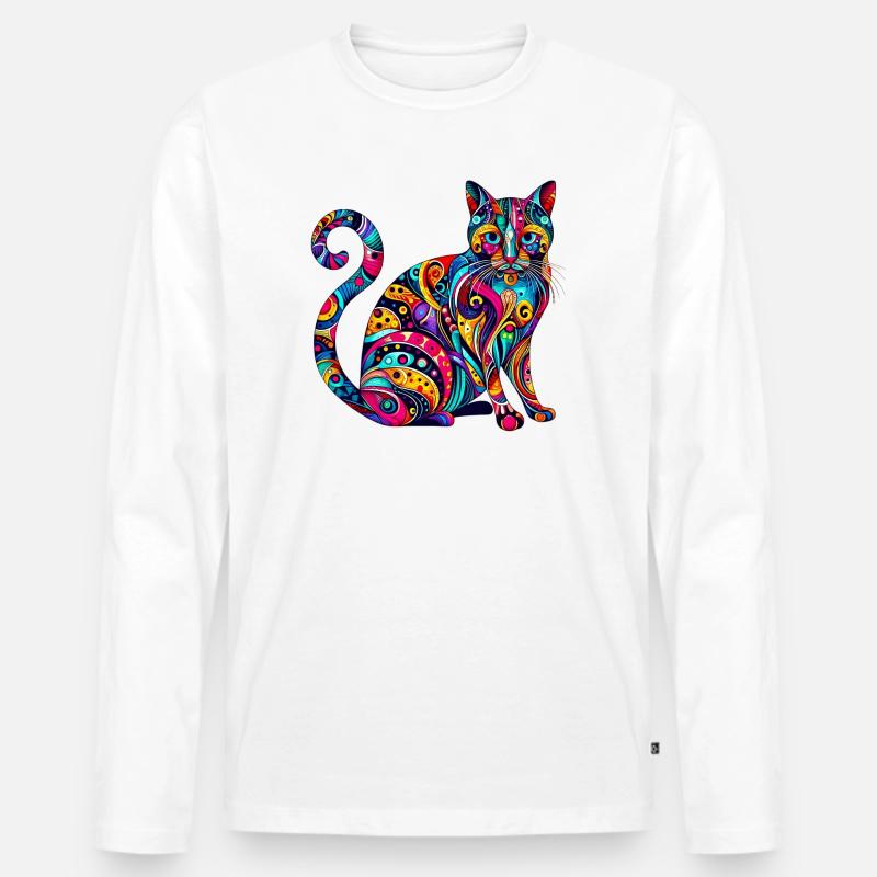 Katze - Männer Premium Bio Langarmshirt - Weiß