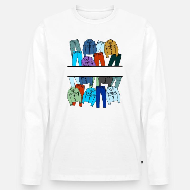 Jeans-Kleidungslogo - Männer Premium Bio Langarmshirt - Weiß
