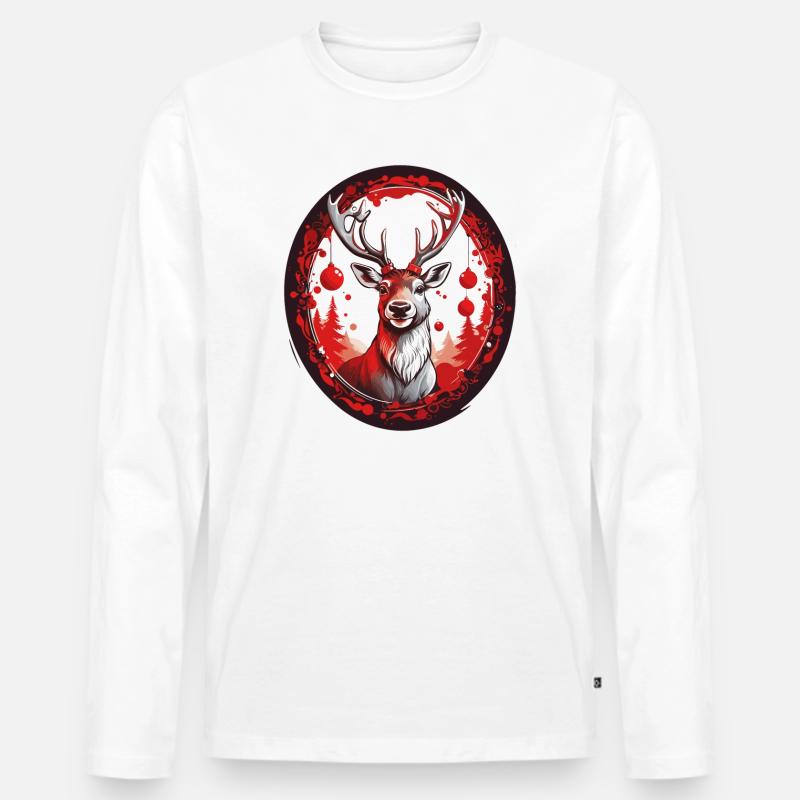 Rudolph das Rentier - Männer Premium Bio Langarmshirt - Weiß