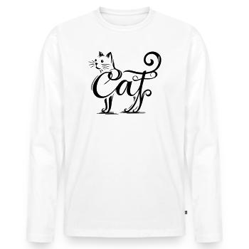 Feline Overlay - Fused Cat - Men's Premium Organic Long Sleeve Shirt - white - Front - Nico (187cm)