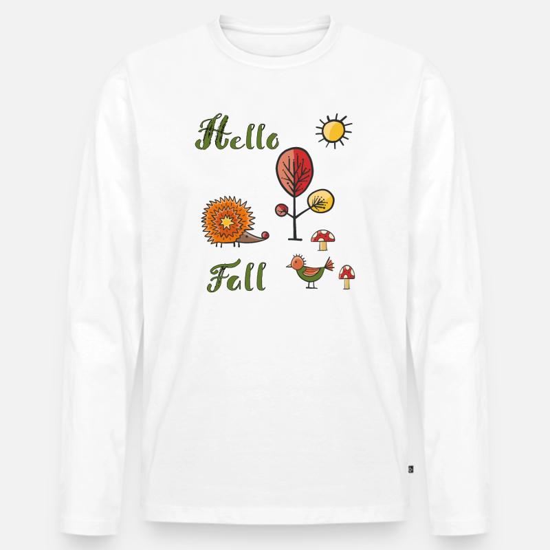 Hello Fall - Männer Premium Bio Langarmshirt - Weiß