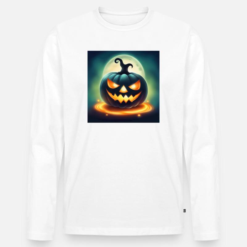Halloween Pumpkin - Printflow - Männer Premium Bio Langarmshirt - Weiß