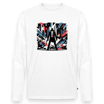 Chaos de la ville - T-shirt manches longues Premium bio Homme - blanc - Devant - Nico (187cm)