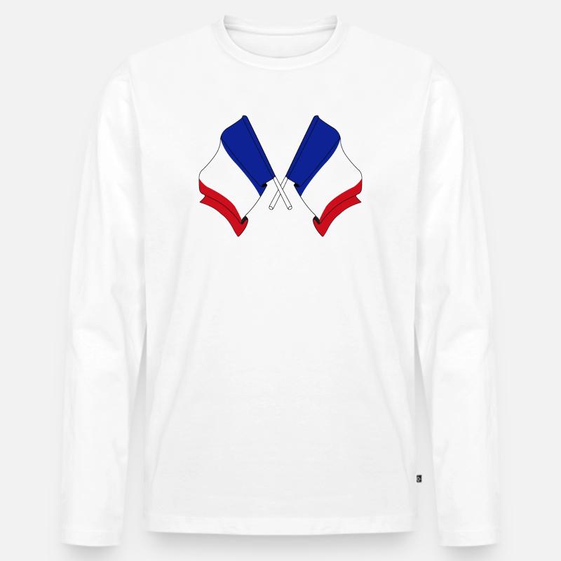 Zwei Flaggen Frankreich - Männer Premium Bio Langarmshirt - Weiß