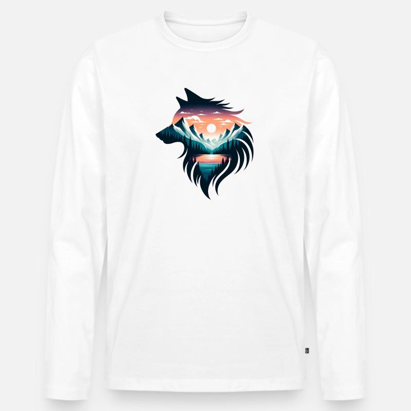 Wolfsgestalt - Männer Premium Bio Langarmshirt - Weiß