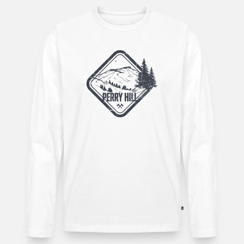 Perry Hill Bergrücke - Männer Premium Bio Langarmshirt - Weiß