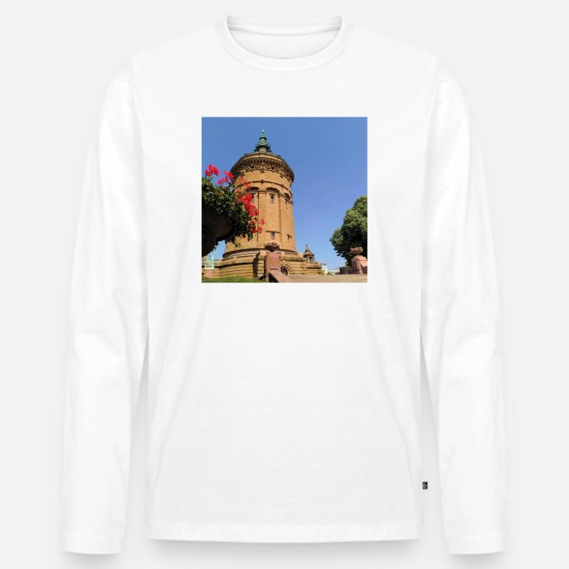 WASSERTURM MANNHEIM - Männer Premium Bio Langarmshirt - Weiß