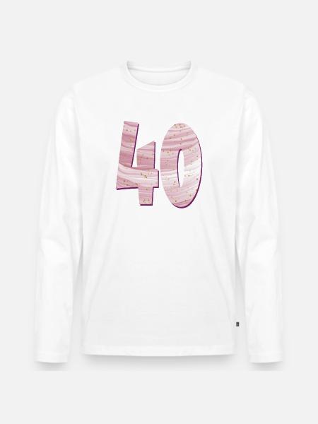NUMMER 40 FYRRE - FYRRE ÅRS FØDSELSDAG - Premium økologisk langærmet T-shirt til mænd - hvid