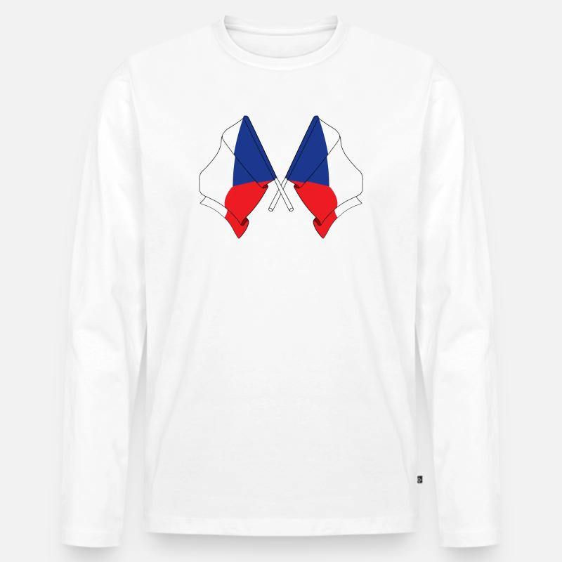 Zwei Flaggen Tschechien - Männer Premium Bio Langarmshirt - Weiß