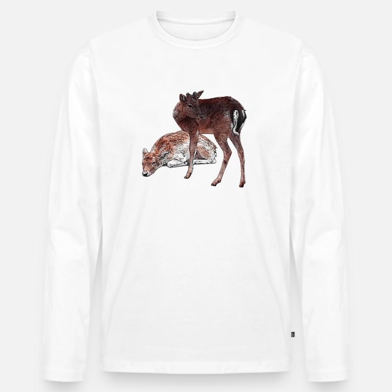 Hirschbabys, schenken Mädchen, niedlich - Männer Premium Bio Langarmshirt - Weiß