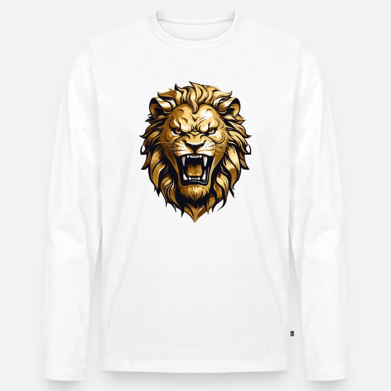 King Löwe - Männer Premium Bio Langarmshirt - Weiß