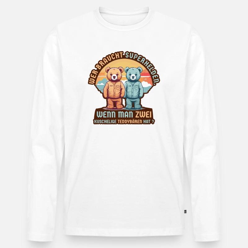 Superhelden Bär - Männer Premium Bio Langarmshirt - Weiß