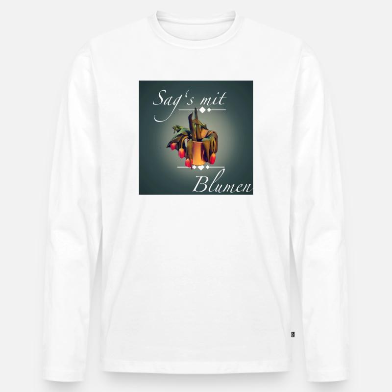 Sag's mit Blumen - Männer Premium Bio Langarmshirt - Weiß