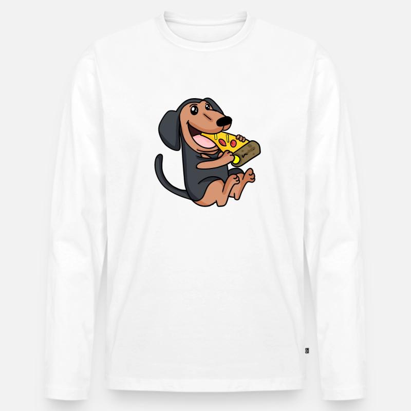 Coonhound Hund Pizza - Männer Premium Bio Langarmshirt - Weiß