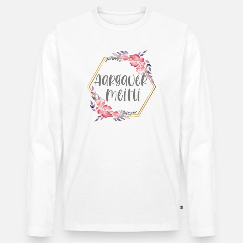 Schweiz Aargauer Mädchen Heimat Geschenk - Männer Premium Bio Langarmshirt - Weiß