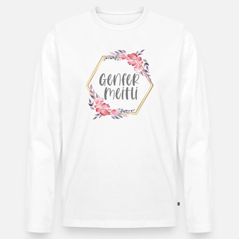 Schweiz Genf Mädchen Heimat Geschenk - Männer Premium Bio Langarmshirt - Weiß