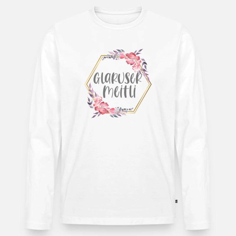 Schweiz Glarus Mädchen Heimat Geschenk - Männer Premium Bio Langarmshirt - Weiß