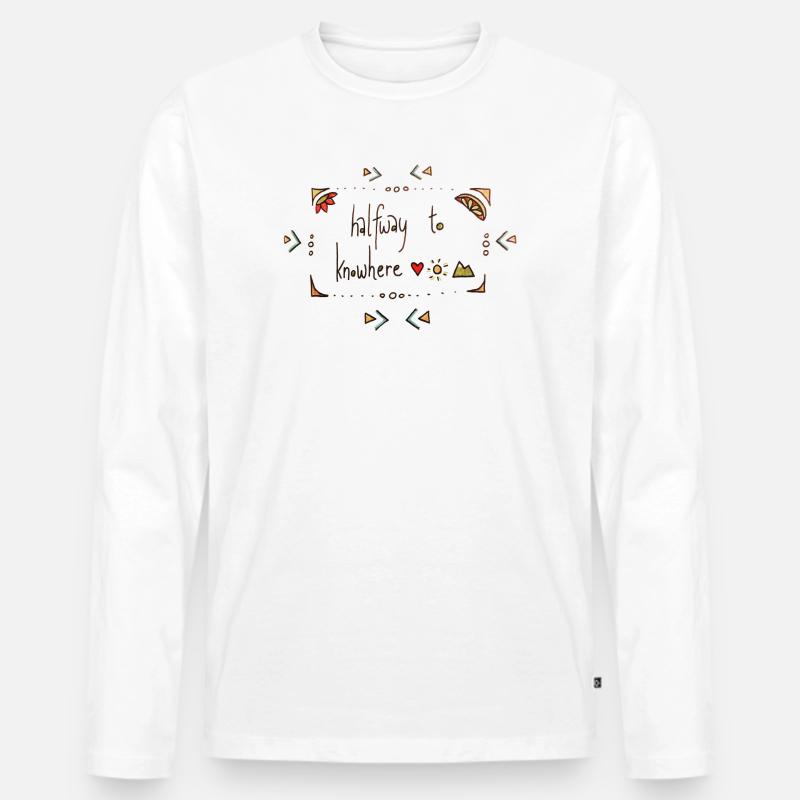 Halfway To Knowhere - Männer Premium Bio Langarmshirt - Weiß