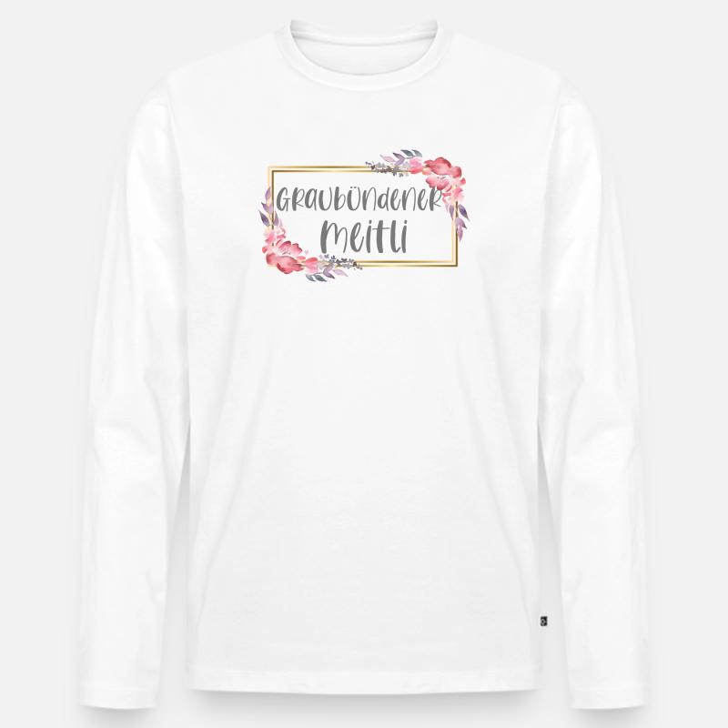 Schweiz Graubünden Mädchen Heimat Geschenk - Männer Premium Bio Langarmshirt - Weiß
