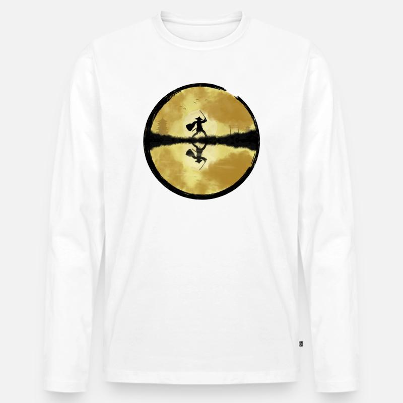Samurai - Männer Premium Bio Langarmshirt - Weiß