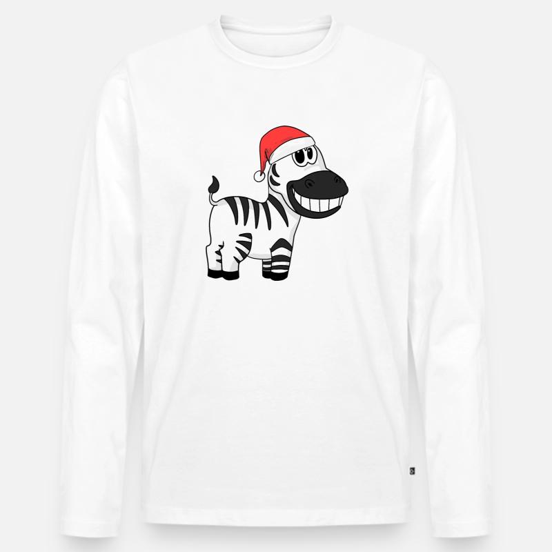 Zebra Weihnachten - Männer Premium Bio Langarmshirt - Weiß