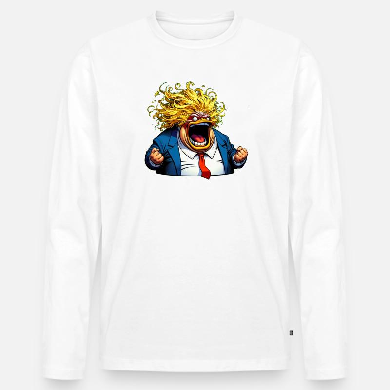 Weißer Mann will Angst schüren - Männer Premium Bio Langarmshirt - Weiß