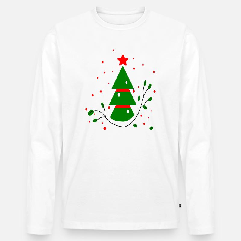 Weihnachten, Tannenbaum - Männer Premium Bio Langarmshirt - Weiß