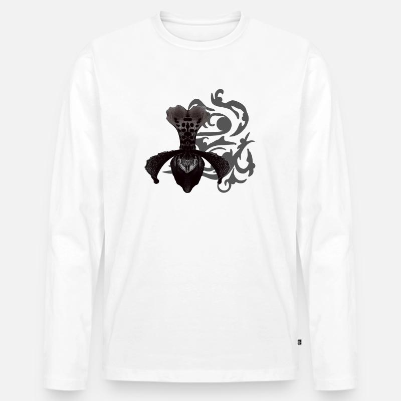 orchideen, tribals, gothic designs - Männer Premium Bio Langarmshirt - Weiß