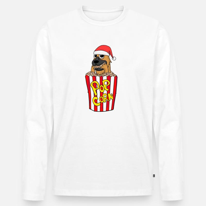 Deutscher Schäferhund Hund Tier Weihnachten - Männer Premium Bio Langarmshirt - Weiß