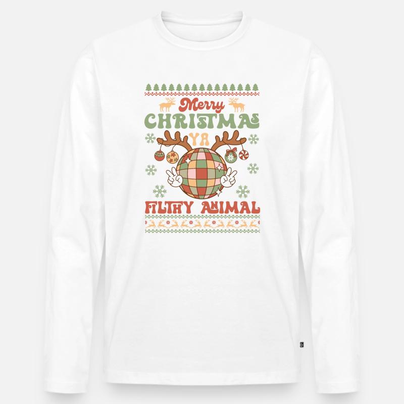 Hässlicher Weihnachtspullover - Männer Premium Bio Langarmshirt - Weiß