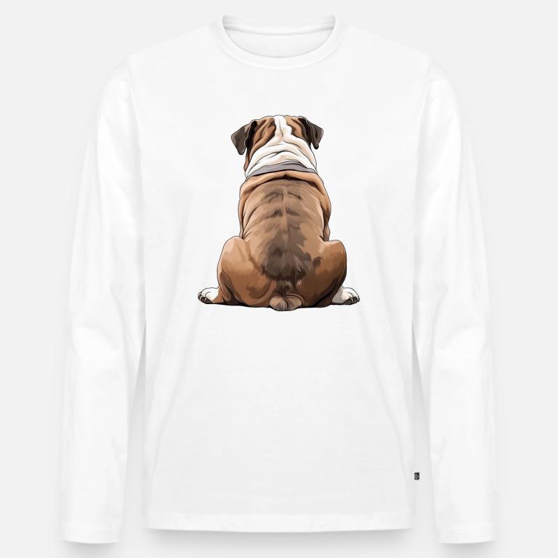 Bulldogge - Männer Premium Bio Langarmshirt - Weiß