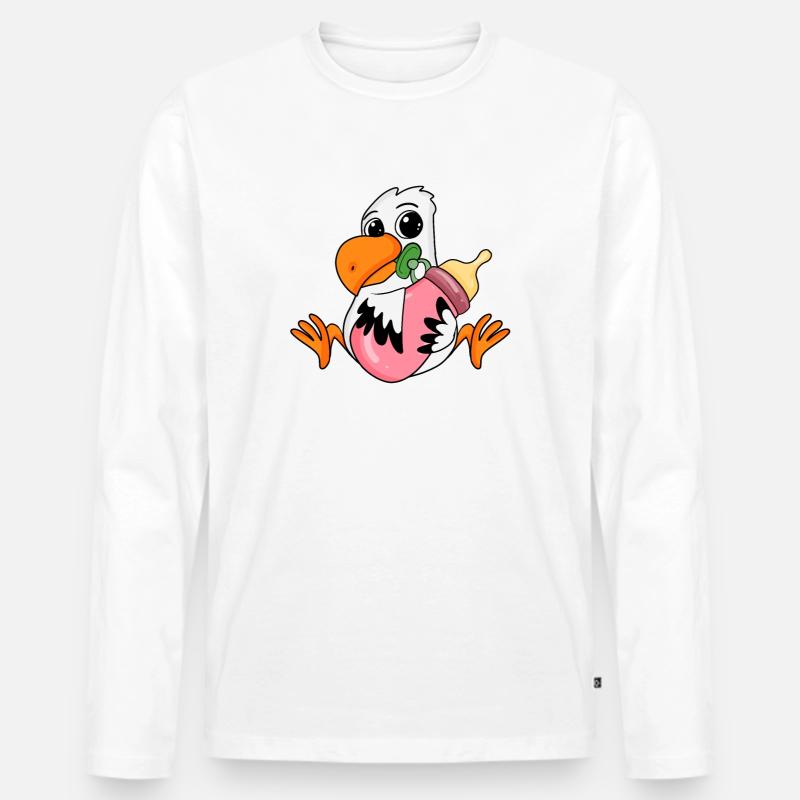 Baby Möwe Motiv - Männer Premium Bio Langarmshirt - Weiß