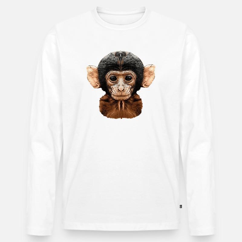 affenkopf, äffchen - Männer Premium Bio Langarmshirt - Weiß