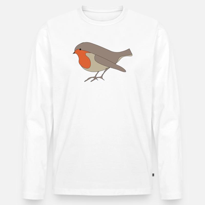 Rotkehlchen - Männer Premium Bio Langarmshirt - Weiß