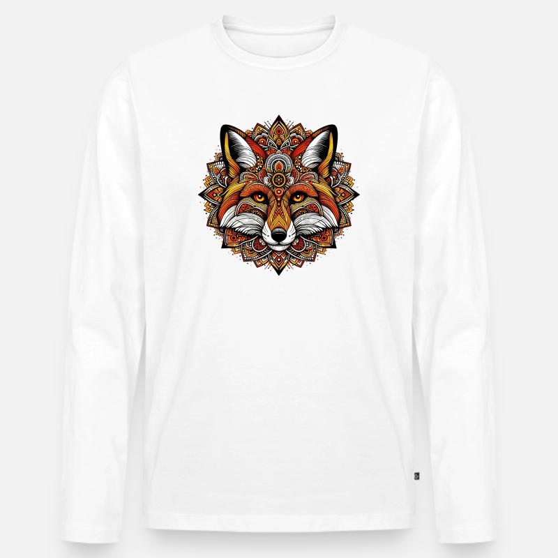 Fuchs mit Mandalas geschmückt - Männer Premium Bio Langarmshirt - Weiß