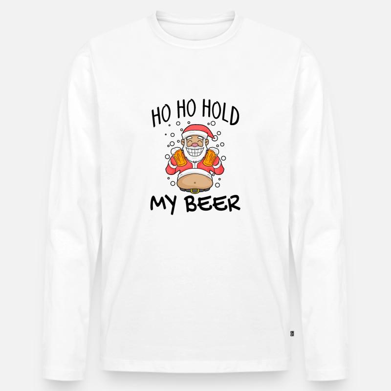 Weihnachtsmann Weihnachten Bier - Männer Premium Bio Langarmshirt - Weiß
