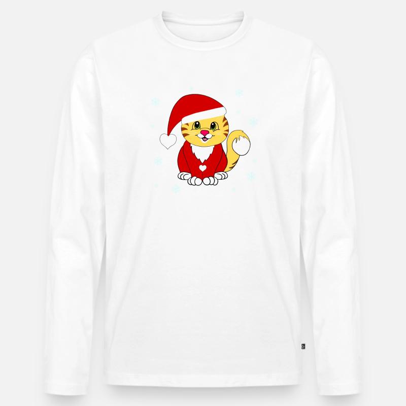 weihnachtskater - Männer Premium Bio Langarmshirt - Weiß