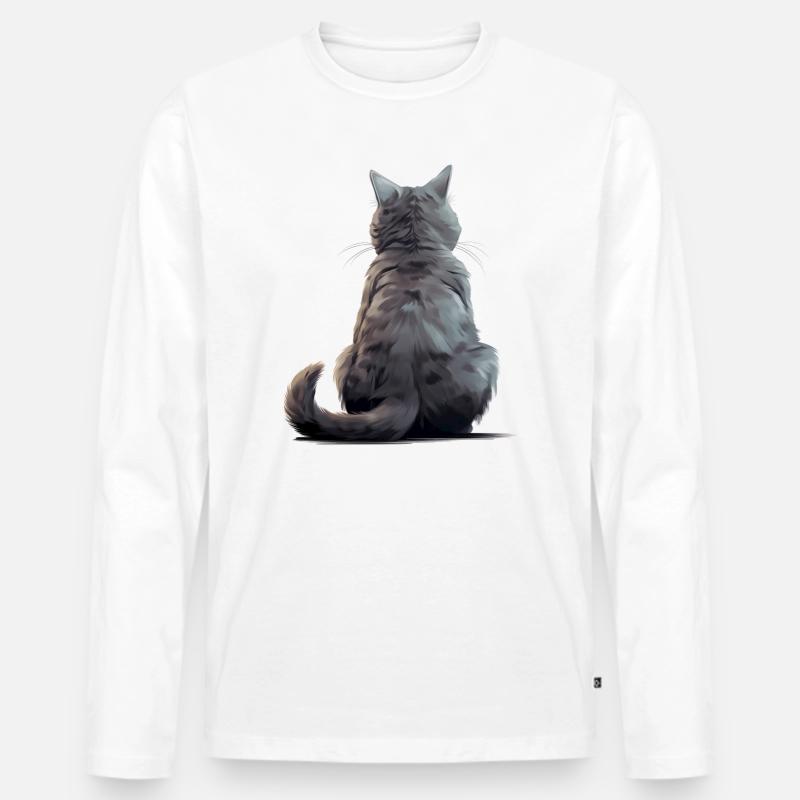 Chartreux - Männer Premium Bio Langarmshirt - Weiß