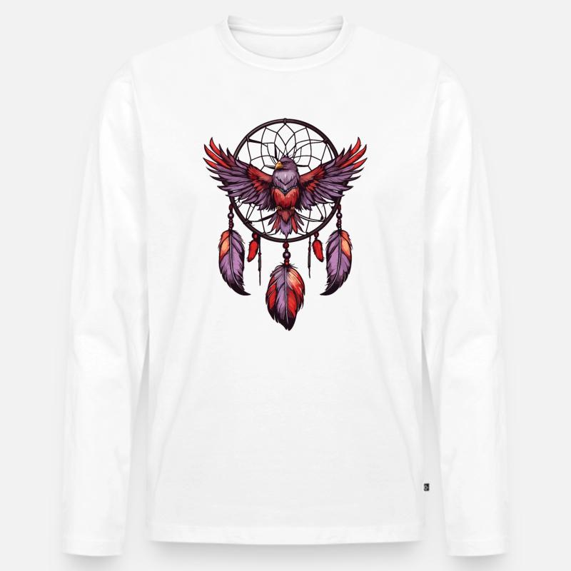 Traumfänger mit Vogel - Männer Premium Bio Langarmshirt - Weiß