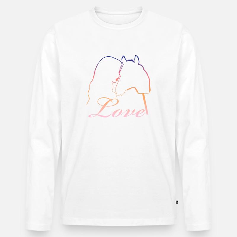 Love Mädchen Pferdekopf - Männer Premium Bio Langarmshirt - Weiß