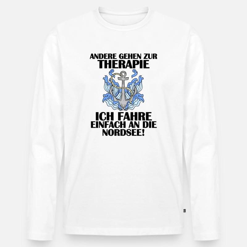 Nordsee Spruch - Männer Premium Bio Langarmshirt - Weiß