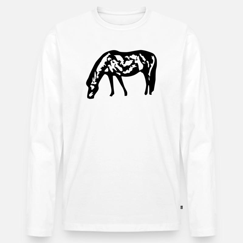 Pferde T-shirt Geschenk Reiter - Männer Premium Bio Langarmshirt - Weiß