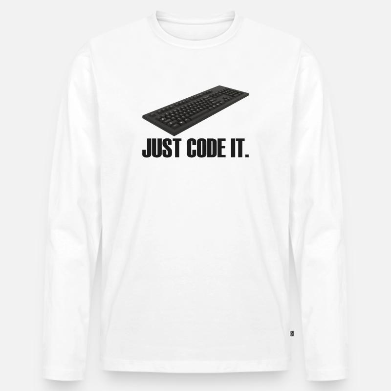 Just Code it - Männer Premium Bio Langarmshirt - Weiß