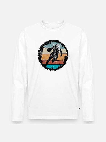 Retro Court Silhouette - Männer Premium Bio Langarmshirt - Weiß