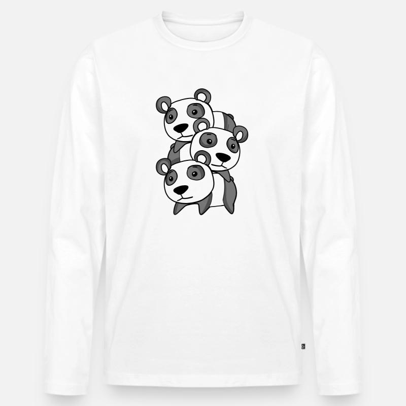 Pandas Panda - Männer Premium Bio Langarmshirt - Weiß