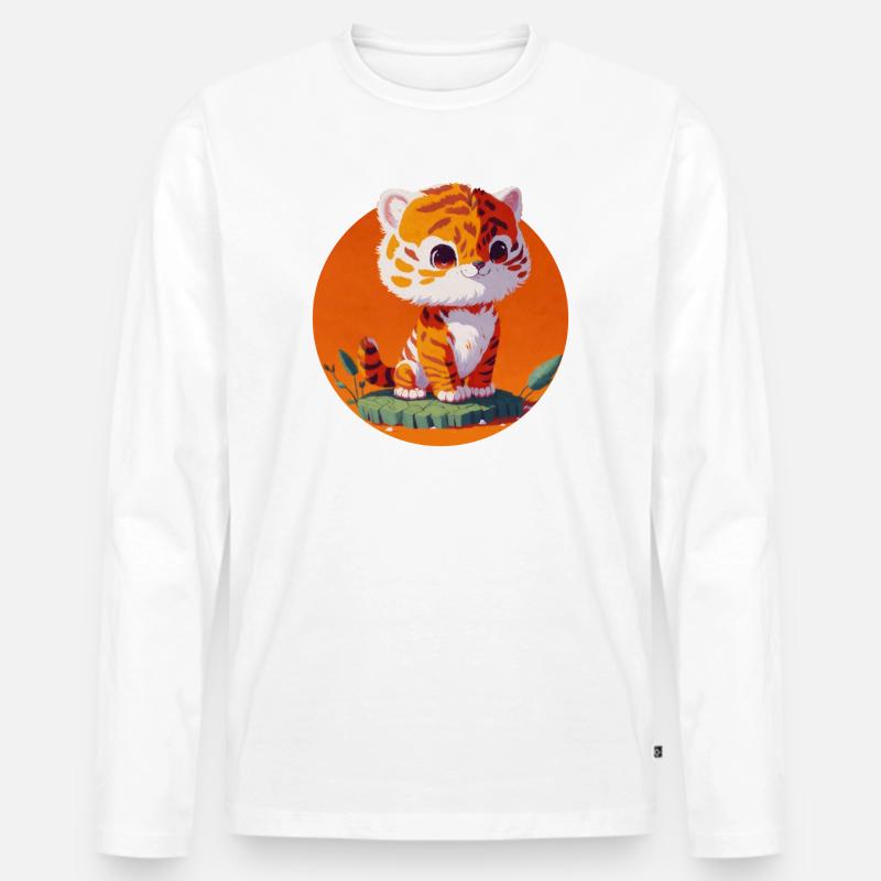 Kleiner Tiger So Süßes Kind - Männer Premium Bio Langarmshirt - Weiß